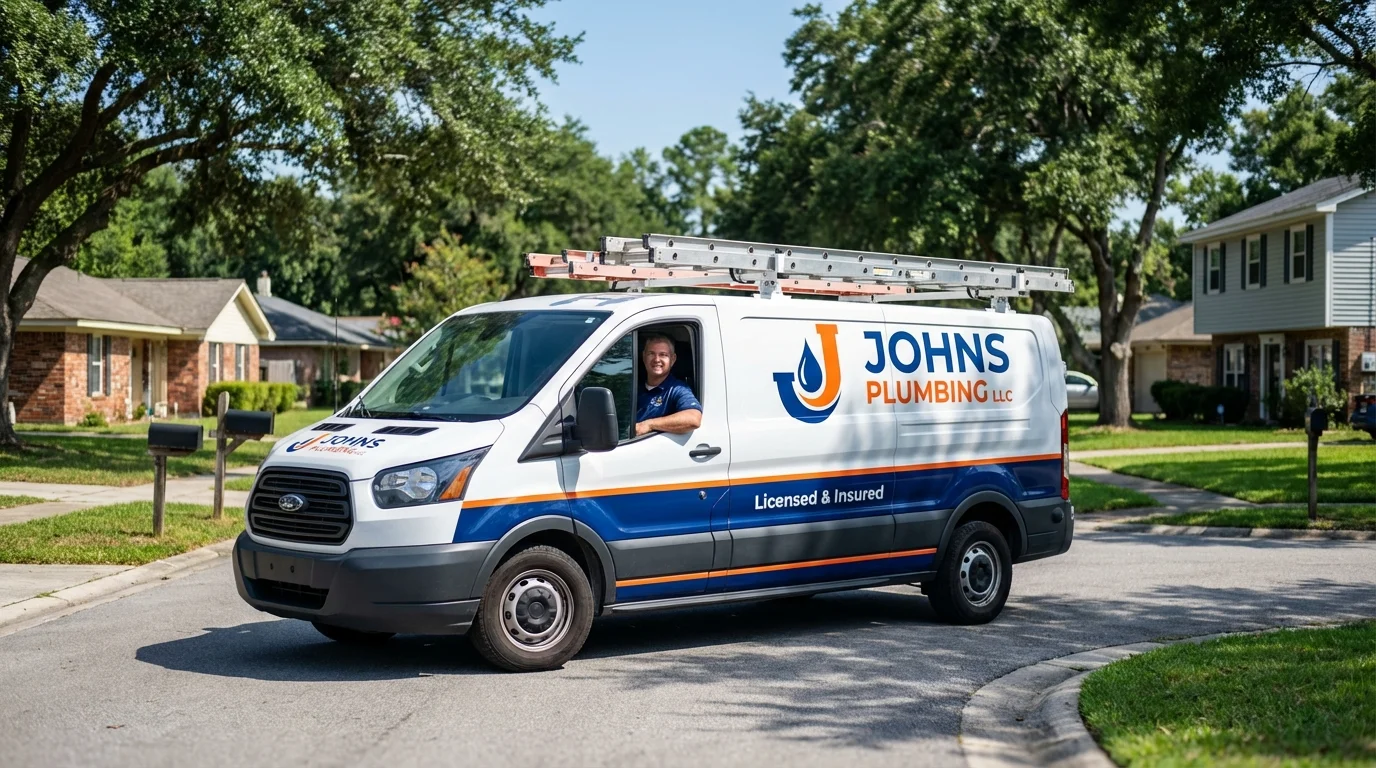 Johns Plumbing LLC service van in Leechburg, PA