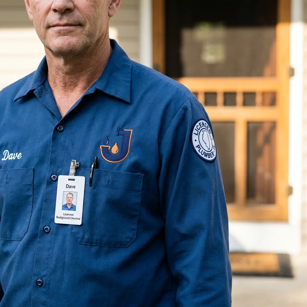 Licensed plumber showing ID badge in Leechburg, PA