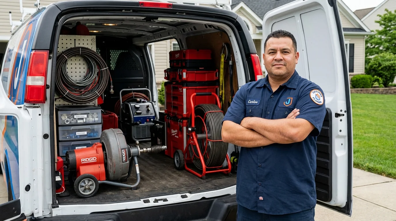 Professional drain cleaning equipment and Johns Plumbing LLC plumber in Leechburg