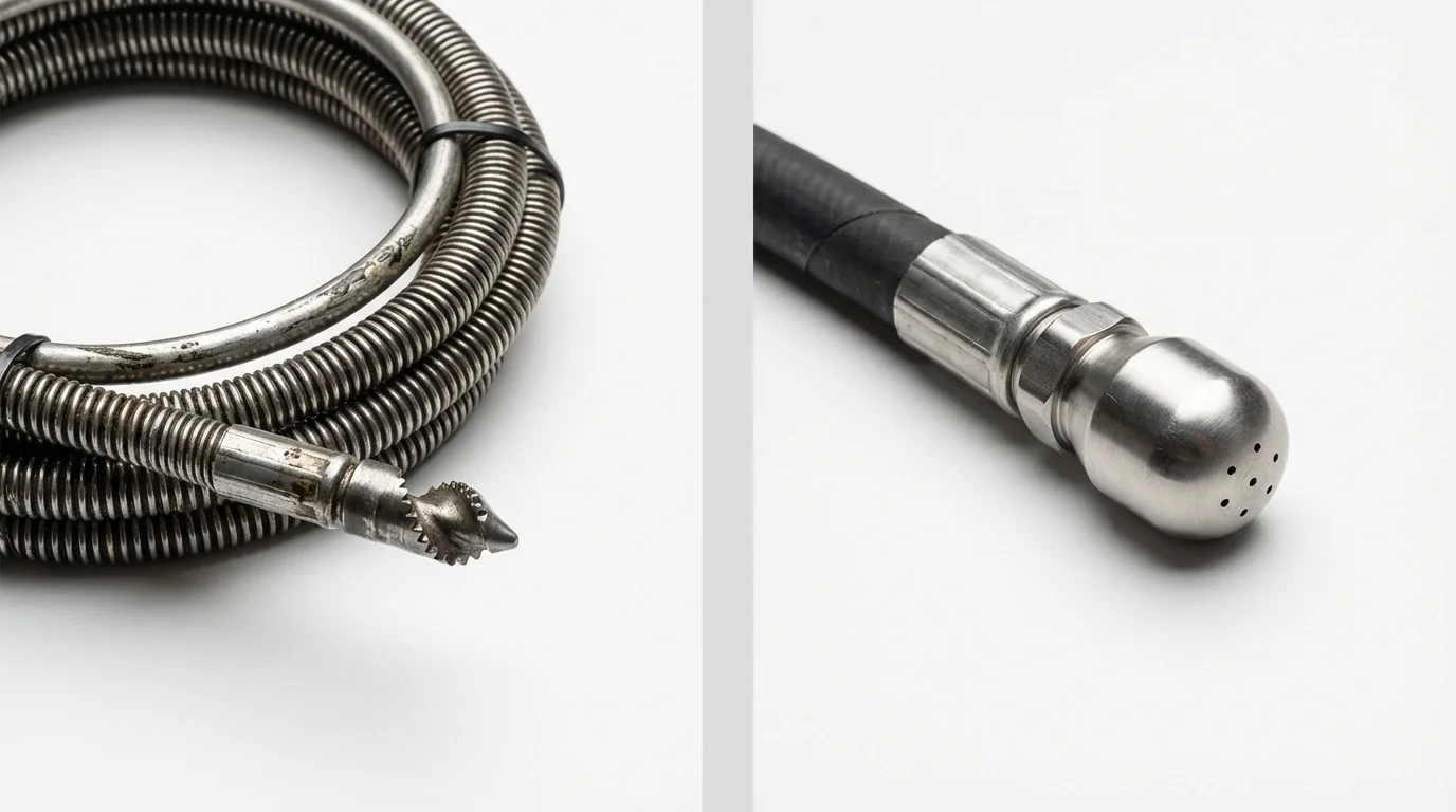 Drain snake cable and hydro jetting nozzle used for drain cleaning in Leechburg, PA
